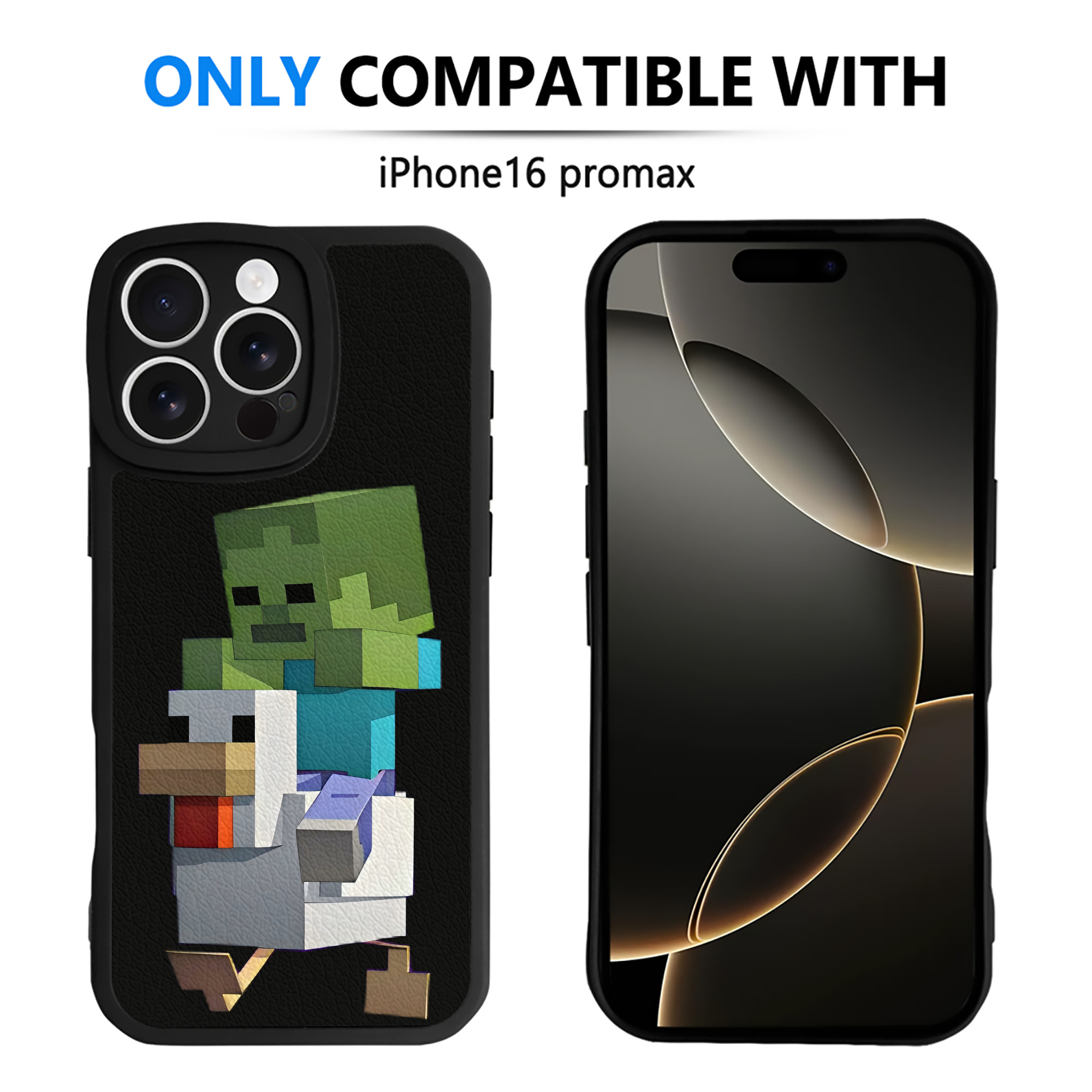 （画像用） マインクラフト ブロックの世界 Minecraft MC Block world 【iPhone 16シリーズ対応】シリコンスマホケース（レザー調） 材質：シリコン